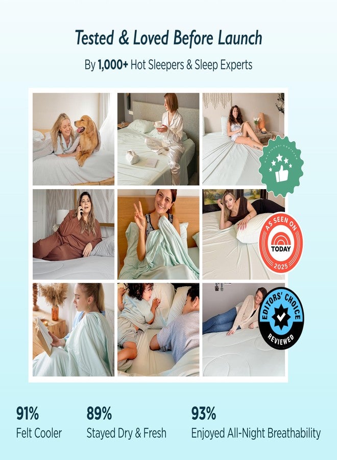 Breescape Cooling Sheet Set Twin Size - BlendTek™ Dry & Cool Technology for Hot Sleepers and Night Sweats, Q-Max>0.46 Tech, Deep Pocket Up to 18", 360° Elastic Band, Ivory - Image 2