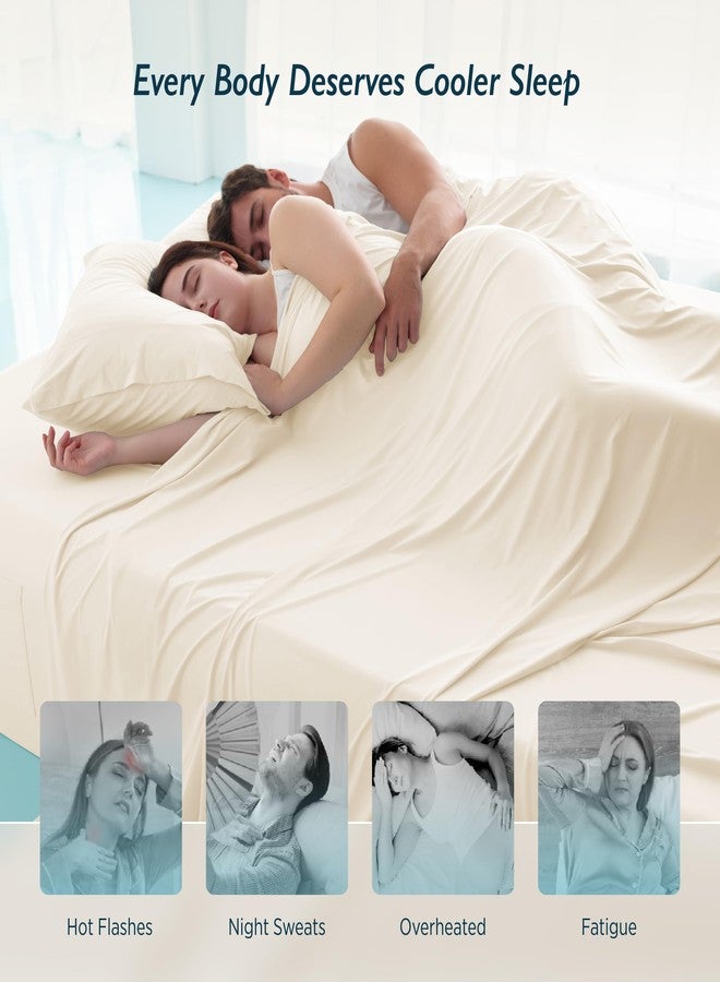 Breescape Cooling Sheet Set Twin Size - BlendTek™ Dry & Cool Technology for Hot Sleepers and Night Sweats, Q-Max>0.46 Tech, Deep Pocket Up to 18", 360° Elastic Band, Ivory - Image 4