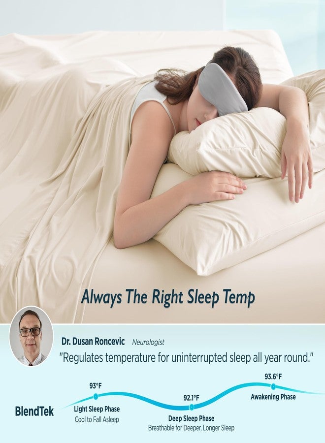 Breescape Cooling Sheet Set Twin Size - BlendTek™ Dry & Cool Technology for Hot Sleepers and Night Sweats, Q-Max>0.46 Tech, Deep Pocket Up to 18", 360° Elastic Band, Ivory - Image 3