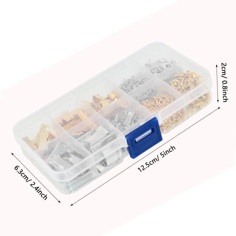 Renashed 373Pcs Ribbon Bracelet Kit for Jewelry Making Ribbon End Crimps Lobster Clasps Awith Jump Rings and Chain Extenders for DIY Making Bookmark Pinch Bracelet Choker Necklace (Gold and Silver) - Image 4