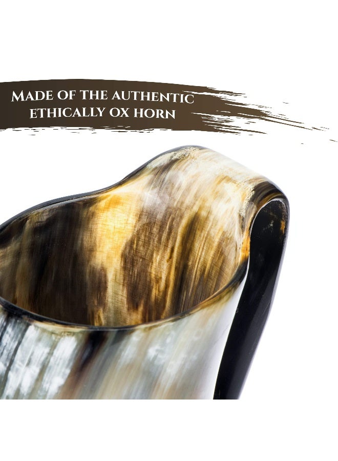 Trondebal Viking Drinking Horn Mug, 15-20 Oz Natural Ox Horn Cup & Cofee Stein | Cool Unique Gift for Men and Women, Home Decor Accessories | Shot Glasses for Beer, Ale, Whiskey, Mead - Image 2
