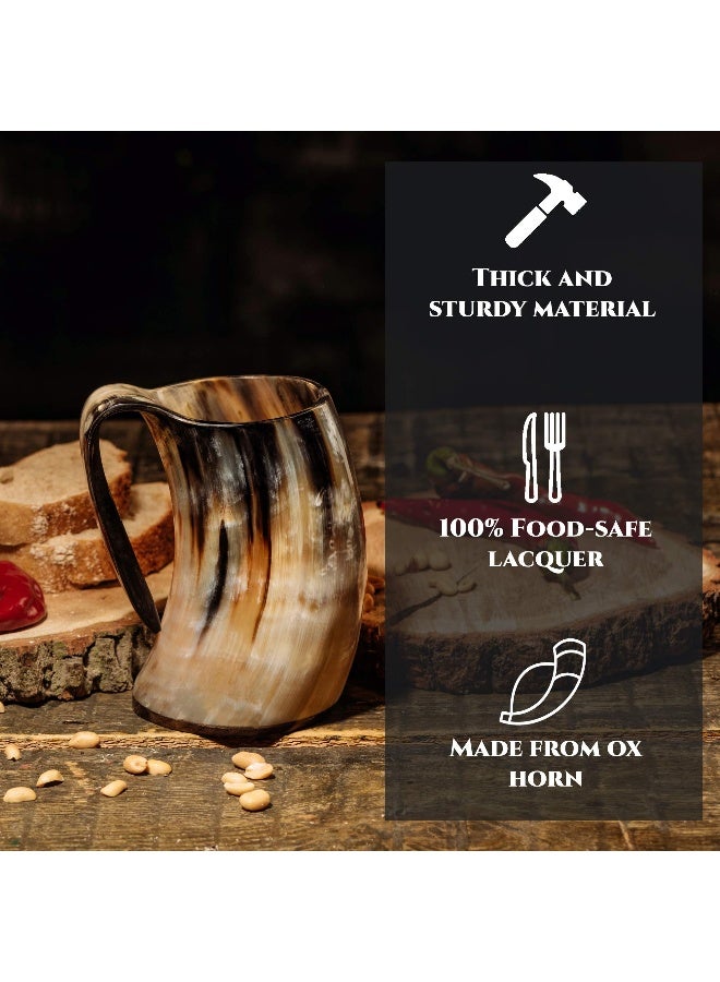 Trondebal Viking Drinking Horn Mug, 15-20 Oz Natural Ox Horn Cup & Cofee Stein | Cool Unique Gift for Men and Women, Home Decor Accessories | Shot Glasses for Beer, Ale, Whiskey, Mead - Image 5
