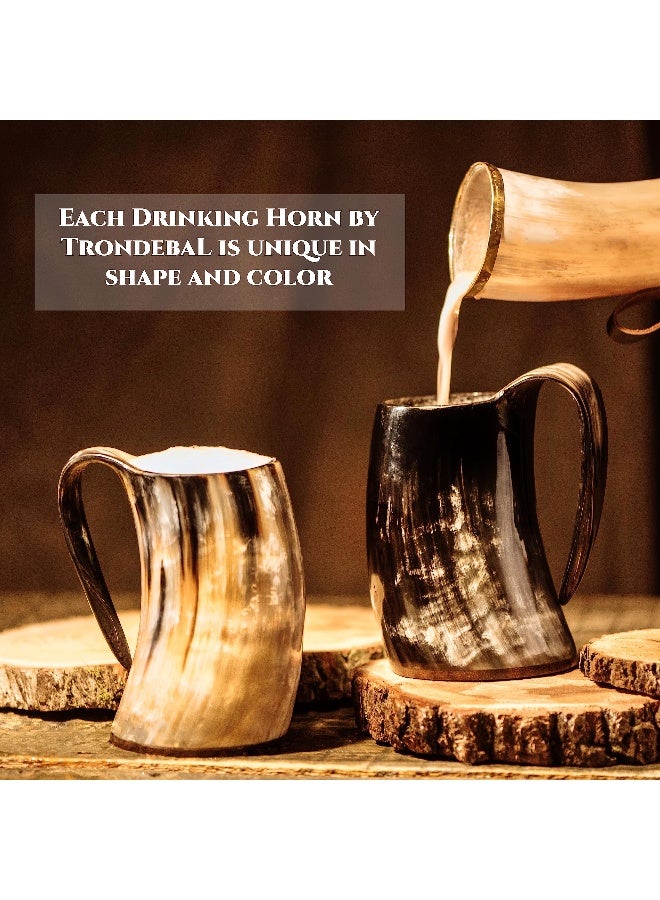 Trondebal Viking Drinking Horn Mug, 15-20 Oz Natural Ox Horn Cup & Cofee Stein | Cool Unique Gift for Men and Women, Home Decor Accessories | Shot Glasses for Beer, Ale, Whiskey, Mead - Image 4