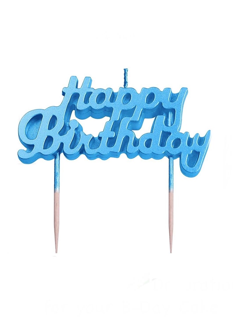 هايلاند توبر كعكة عيد ميلاد سعيد باللون الأزرق للأولاد وديكورات أعياد الميلاد - Image 1