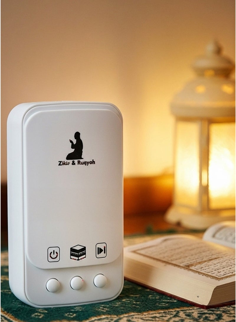 Wall-Mounted Digital Quran Speaker ZK101 – Portable Islamic Audio Player with Button Control (White) - Image 4
