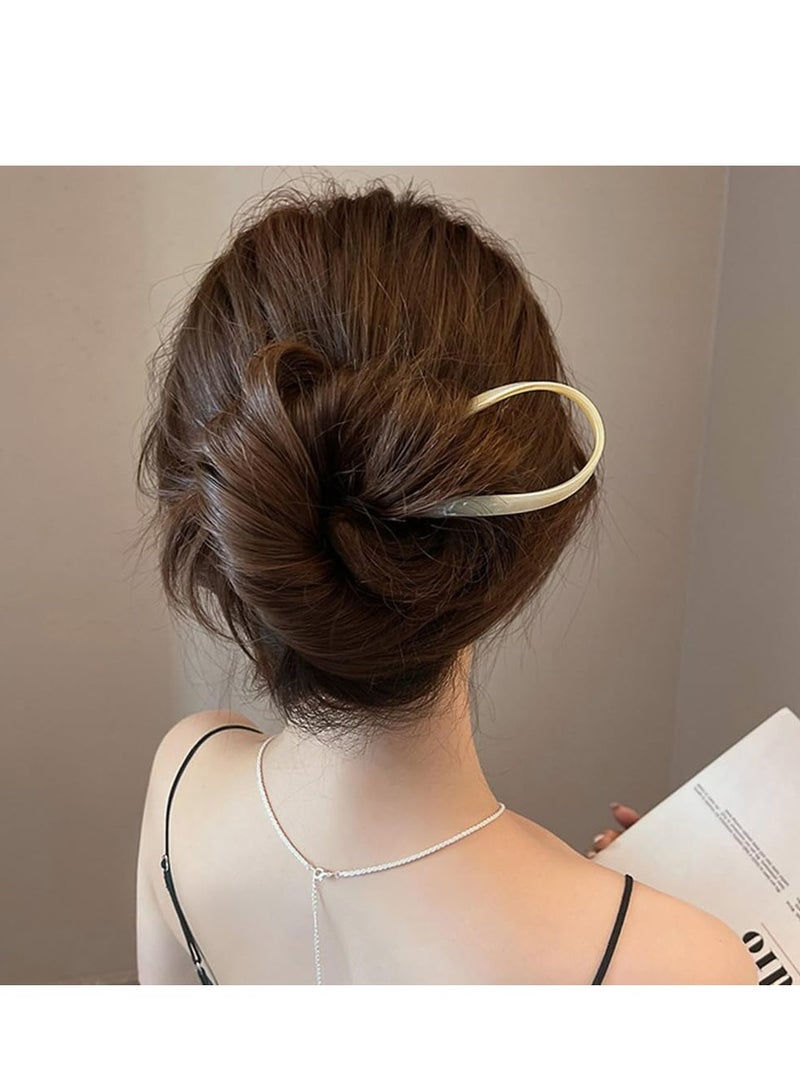 Loquat 4 Pcs U Shaped Hair Pins French Pins Hair Bun Clip, Hair Sticks for Buns Long Hair - Image 5