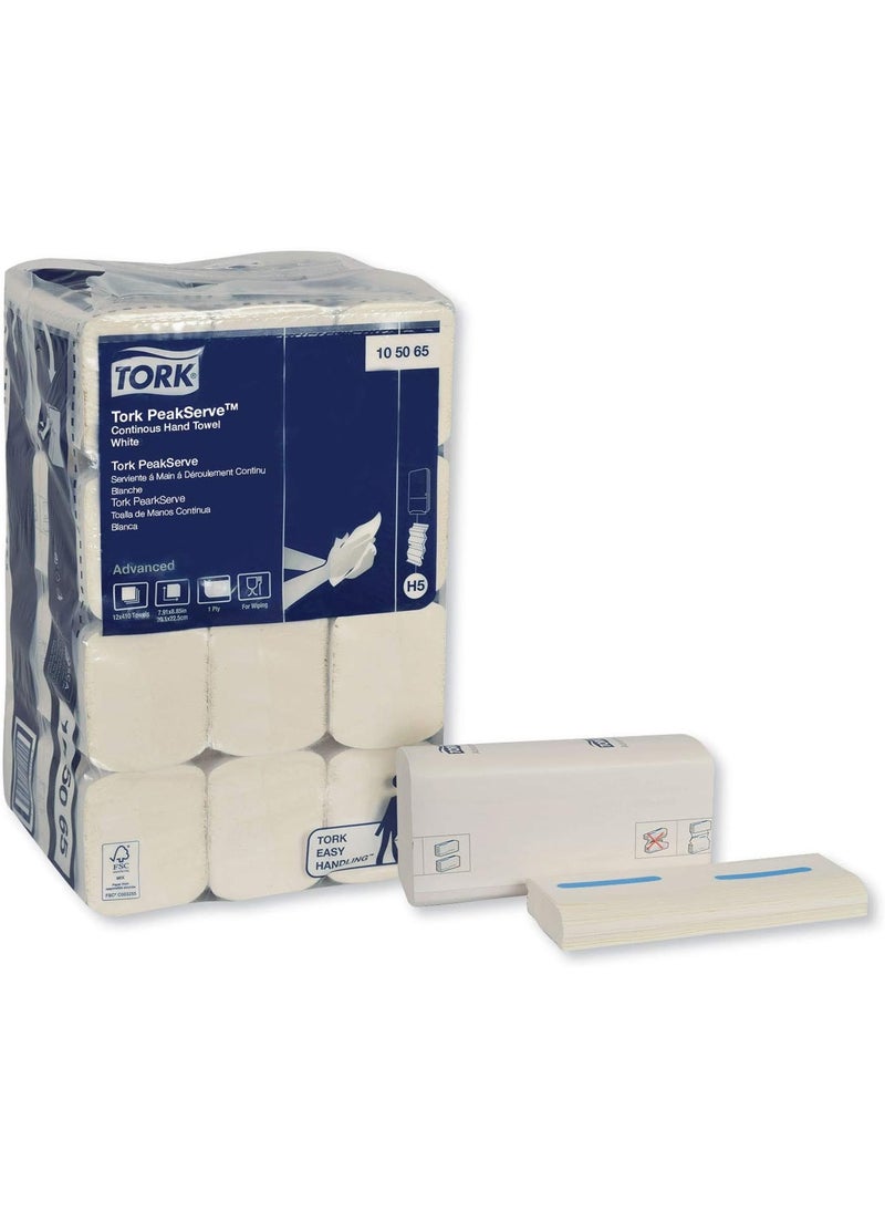 Tork Tork 105065 PeakServe Continuous Hand Towel 791 x 885 White 410 WipesPack 12 PacksCarton  - Image 1