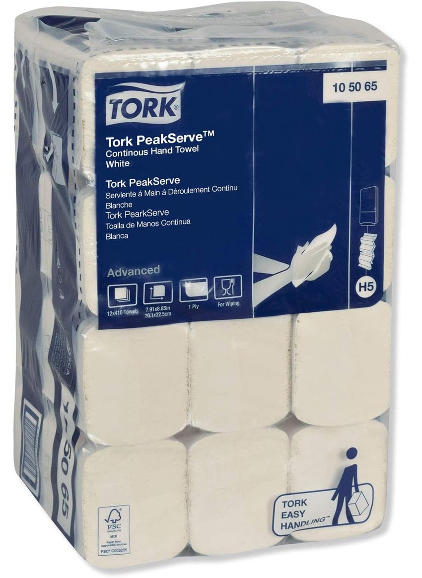Tork Tork 105065 PeakServe Continuous Hand Towel 791 x 885 White 410 WipesPack 12 PacksCarton  - Image 4