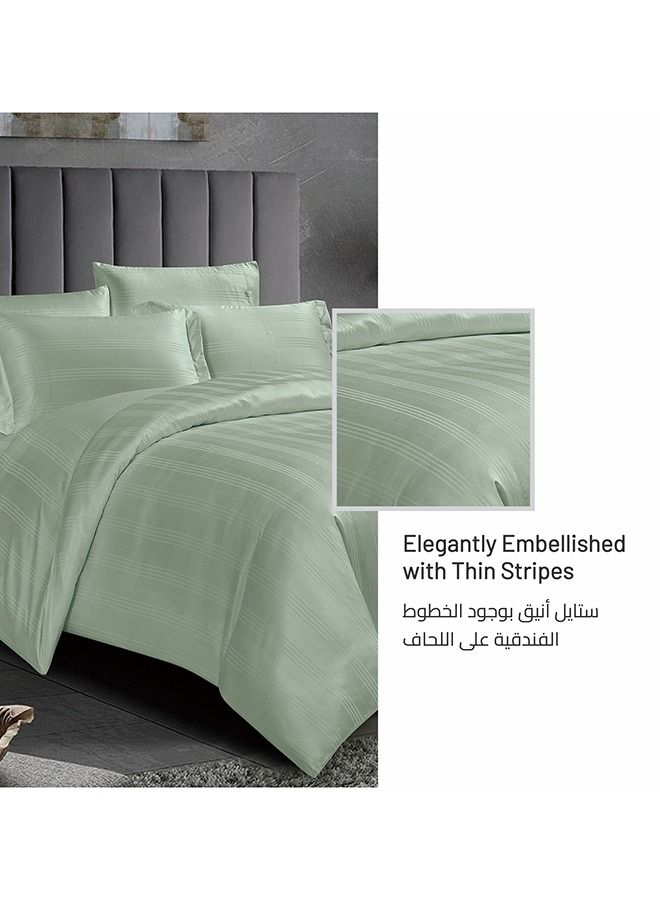 Donetella 7 Piece King Size Italian Jacquard Luxurious Hotel Style Comforter Verigated Stripes with Removable Filler Sage Color  - Image 4
