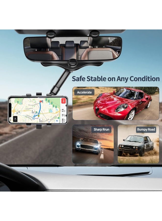 Car Phone Holder 360 Degree Rotatable Adjustable Telescopic Mobile Holder Car Holder For Rearview Mirror Phone Holder Car Compatible With IPhone/Android Phone Model - Image 5