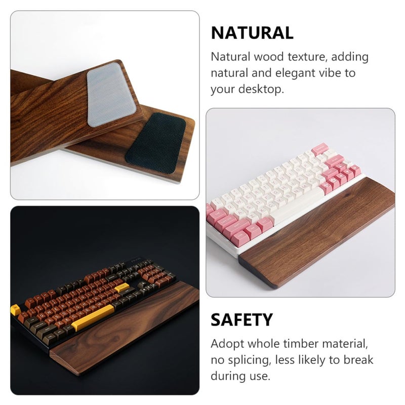 Ergonomic Solid Walnut Wooden Keyboard Wrist Rest 300x80mm Palm Support For Office Gaming - Image 4