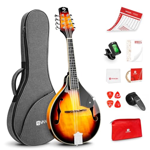 Vangoa Mandolin Musical Instrument A Style, Acoustic Mandolin Instrument Kit Italian 8 String for Professional Beginners Adults Teens Youth Kids, Sunburst, Glossy - Image 1