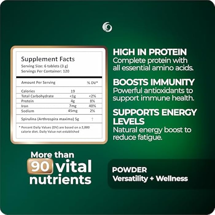 SpirulinaMater USDA Organic Spirulina Tablets, Atacama Desert Grown Superfood, Nutrient-Dense Algae Supplement for Daily Wellness, 720 Tablets - Image 3