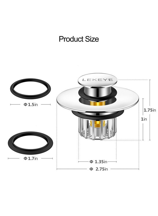 LEKEYE Tub Stopper | Shower Drain Hair Catcher | Pop-up Drain Stopper with Strainer | Bathroom Bathtub Plug | Drain Protector for 1-1/2 to 1-3/4" Bath Drain Hole - Image 2