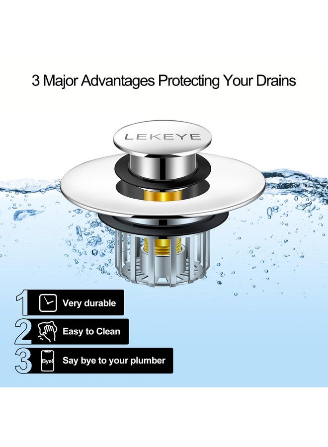 LEKEYE Tub Stopper | Shower Drain Hair Catcher | Pop-up Drain Stopper with Strainer | Bathroom Bathtub Plug | Drain Protector for 1-1/2 to 1-3/4" Bath Drain Hole - Image 3
