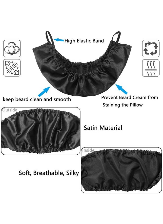 MIKIMIQI - Men Beard Bandana, 2 Pack XL Size Soft and Silky Satin Facial Hair Apron Guard Bonnet Rag Man Bedtime Cap, Oversize Bib for Big Long Beard - Image 1
