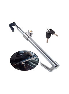 Y&D Steering Wheel Lock Bar, Heavy Duty Anti-Theft Security Brake Pedal with Adjustable Length 2 Keys, Silver  - Image 1