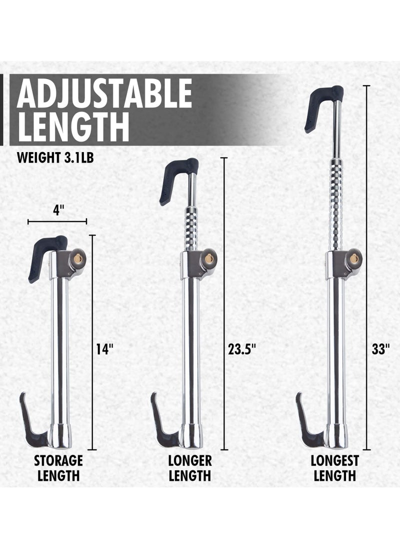 Y&D - Steering Wheel Lock Bar, Heavy Duty Anti-Theft Security Brake Pedal with Adjustable Length 2 Keys, Silver - Image 1