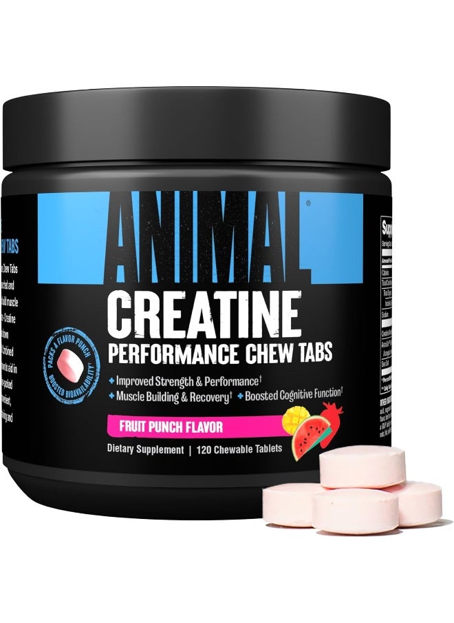 ANIMAL Creatine Chews Tablets - Enhanced Creatine Monohydrate With Astragin To Improve Absorption, Sea Salt For Added Pumps, Delicious And Convenient Chewable Tablets - Fruit Punch  - Image 1