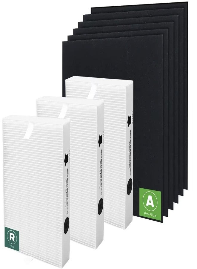 APPLIANCEMATES فلتر HEPA بديل لجهاز تنقية الهواء هانيويل HPA300، يتضمن 3 فلاتر HEPA R و6 فلاتر كربونية مسبقة القطع من APPLIANCEMATES - Image 1