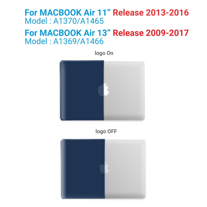 IBENZER Compatible with MacBook Air 11 Inch Case Model A1370 A1465, Soft Touch Plastic Hard Shell Case Bundle with Keyboard Cover for Mac Air 11, Navyl Blue, A11NVBL+1 - Image 3