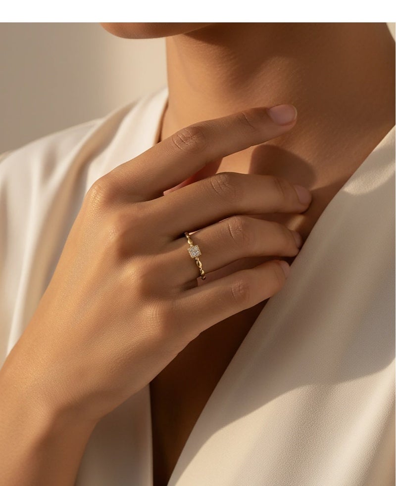 روبي آرت الذهب خاتم نسائي من الذهب الخالص عيار 18 قيراطًا - لمسة نهائية فاخرة وتصميم أنيق - 1.11 جرام - Image 2