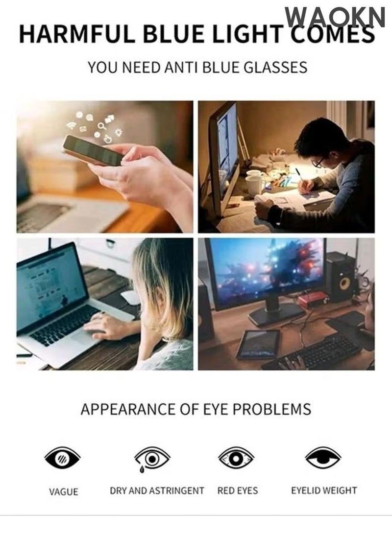 WAOKN Blue Light Blocking Glasses ,Blue Light Filter Computer Reading Gaming TV Phones Eyeglasses, Fashion Anti Eyestrain Headache Eyewear for Men Women ,Metal material is lightweight, simple, and durable,Transparent. - Image 4