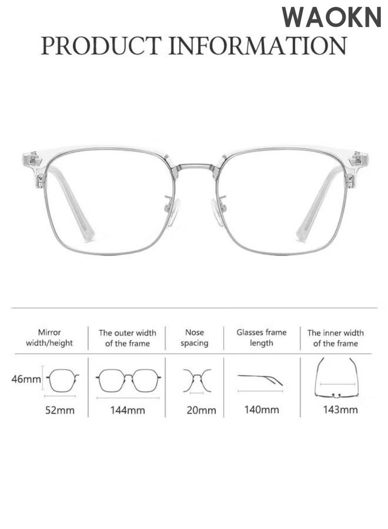 WAOKN Blue Light Blocking Glasses ,Blue Light Filter Computer Reading Gaming TV Phones Eyeglasses, Fashion Anti Eyestrain Headache Eyewear for Men Women ,Metal material is lightweight, simple, and durable,Transparent. - Image 3
