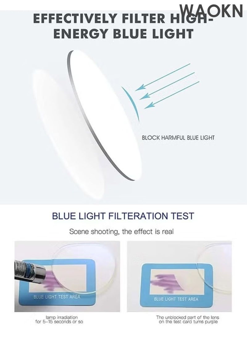 WAOKN Blue Light Blocking Glasses ,Blue Light Filter Computer Reading Gaming TV Phones Eyeglasses, Fashion Anti Eyestrain Headache Eyewear for Men Women ,Metal material is lightweight, simple, and durable,Transparent. - Image 5