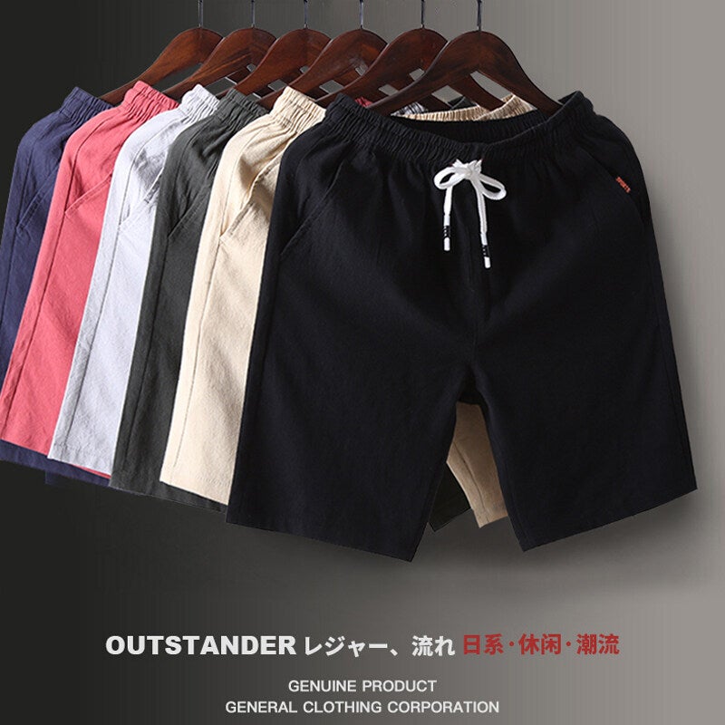 Cotton And Linen Shorts Men'S Summer Fifth Pants Thin Loose Straight Casual Solid Color Big Shorts Trendy Plus Size Beach Pants - Image 2