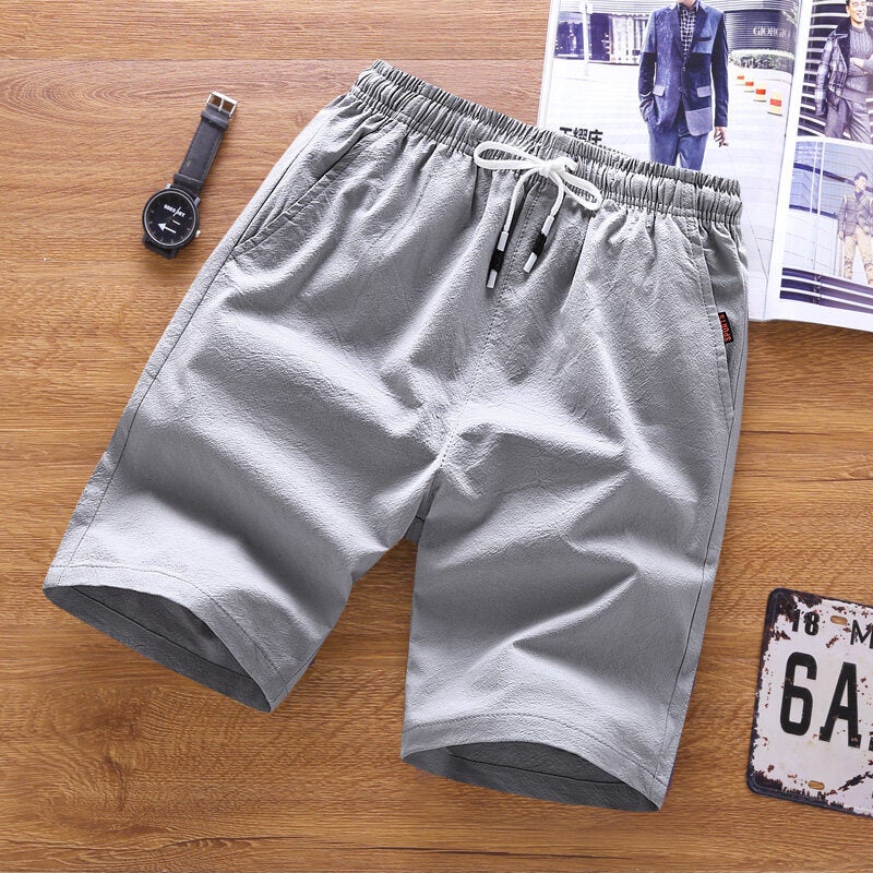 Cotton And Linen Shorts Men'S Summer Fifth Pants Thin Loose Straight Casual Solid Color Big Shorts Trendy Plus Size Beach Pants - Image 5