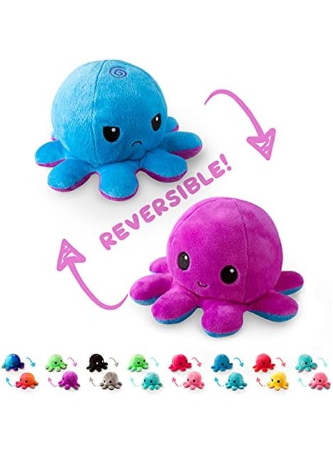 TeeTurtle - The Original Reversible Octopus Plushie - Black + Rainbow - Cute Sensory Fidget Stuffed Animals That Show Your Mood - Image 2