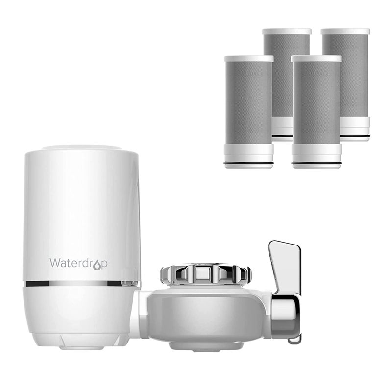 Waterdrop Water Filter for Sink Faucet, NSF Certified Water Purifier, 320 Gallon Tap Water Filter for Kitchen Sink, Reduces Chlorine, Lead-Free Material, Faucet Mount Water Filtration System 4 Filters - Image 1