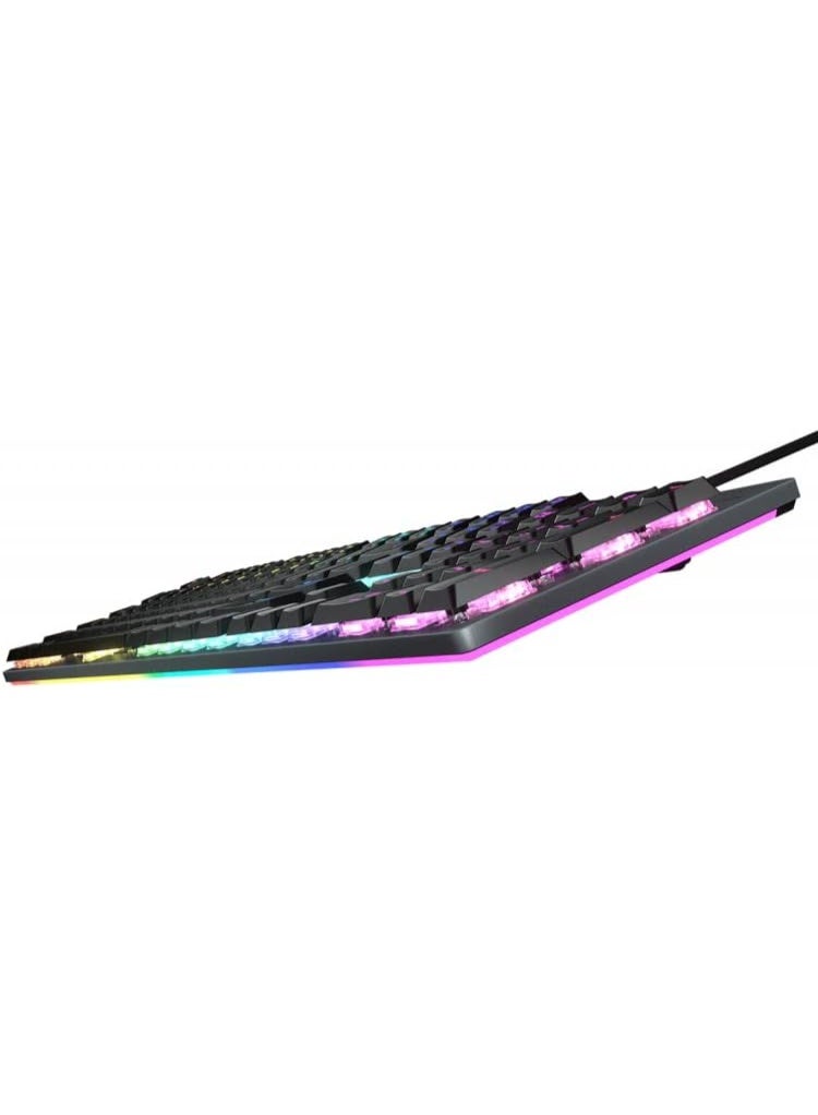 COUGAR LUXLIM LOW PROFILE RGB OPTICAL-MECHANICAL GAMING KEYBOARD, 15% FASTER ACTUATION, 20MM ULTRA-THIN DESIGN, ERGONOMIC KEYCAPS, DETACHABLE USB TYPE-C CABLE, RED SWITCH - BLACK - Image 2