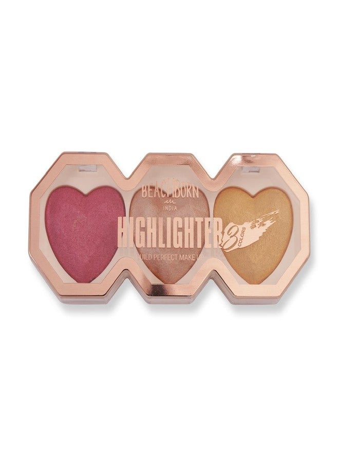 BEACHBORN INDIA Heart Shape Highlighter Palette For Makeup | Ultra Blendable & Long Lasting | Blinding Glow (BBI-02-07-SHADE NO.02, 9G) - Image 2