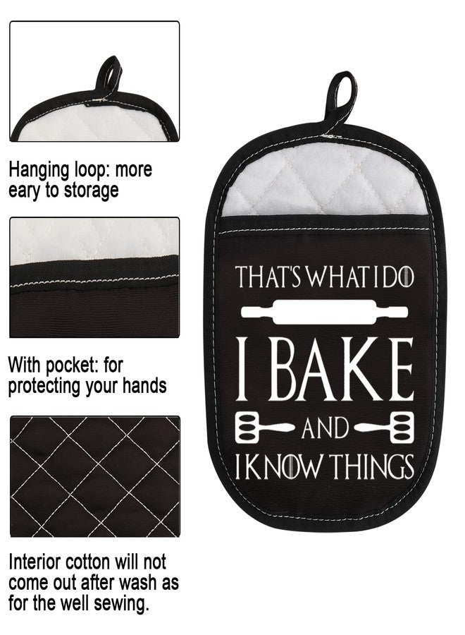 WCGXKO TV Show Inspired Funny Oven Pad Pot Holder with Pocket That’s What I Do I Bake and I Know Things Baking Gift (Know Things Bake) - Image 3