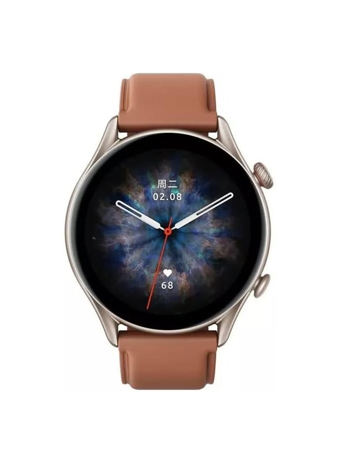Amazfit GTR 3 Pro Smartwatch 1.45 inch Ultra HD AMOLED 24-hour health monitoring Over 150 built-in fitness sports modes AI GPS support Long battery life 12 days Water resistance 5 ATM (Brown) - Image 2