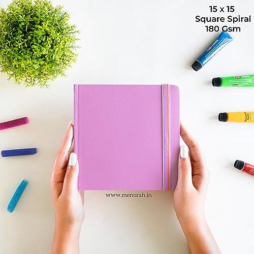 MENORAH - Sketch Book for Artist- Square- 180 GSM- Square Sketchbook- for Drawing- Hard Bound- 100 Pages/50 Sheets- (15.0 X 15.0 Cm)- Lavender - Image 2