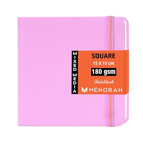MENORAH - Sketch Book for Artist- Square- 180 GSM- Square Sketchbook- for Drawing- Hard Bound- 100 Pages/50 Sheets- (15.0 X 15.0 Cm)- Lavender - Image 1