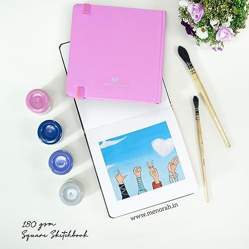 MENORAH - Sketch Book for Artist- Square- 180 GSM- Square Sketchbook- for Drawing- Hard Bound- 100 Pages/50 Sheets- (15.0 X 15.0 Cm)- Lavender - Image 4