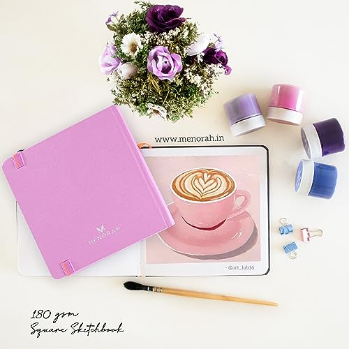 MENORAH - Sketch Book for Artist- Square- 180 GSM- Square Sketchbook- for Drawing- Hard Bound- 100 Pages/50 Sheets- (15.0 X 15.0 Cm)- Lavender - Image 3