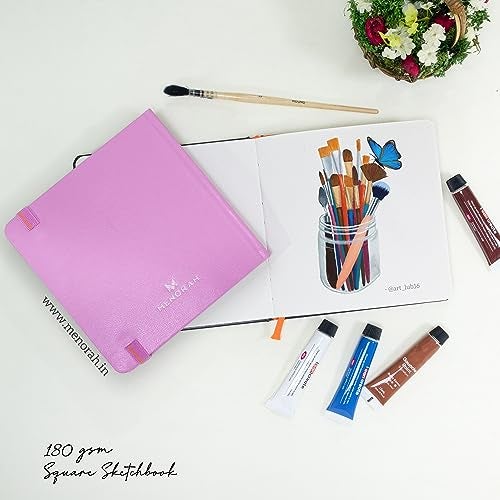 MENORAH - Sketch Book for Artist- Square- 180 GSM- Square Sketchbook- for Drawing- Hard Bound- 100 Pages/50 Sheets- (15.0 X 15.0 Cm)- Lavender - Image 5