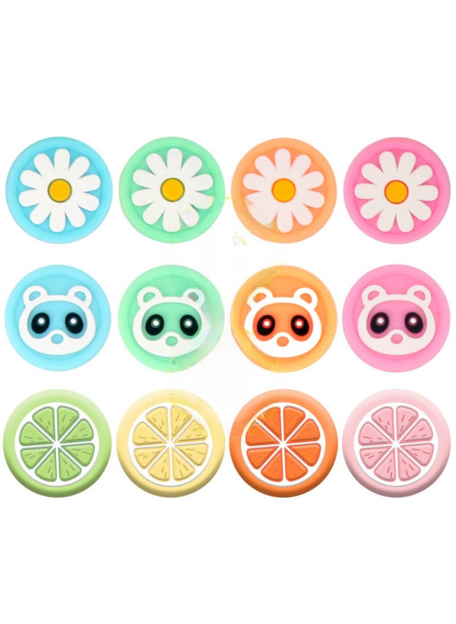 Generic Nintendo Switch Lite Remote Sensing Cap Cherry Blossom Fox Mushroom Head Joystick Leaf Digital Computer/game Console Protective-Product Color:Yellow White Civet  - Image 2