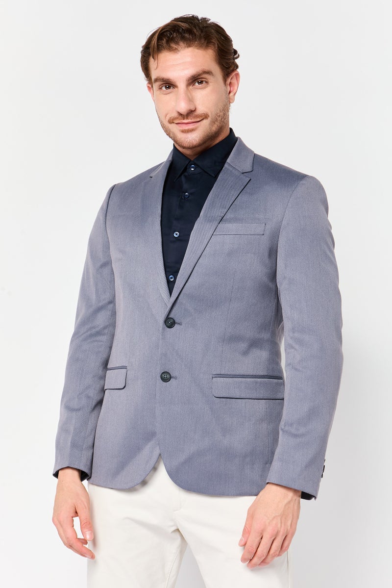 Celio Men Slim Fit Solid Suit Jackets Blazer, Grey - Image 1