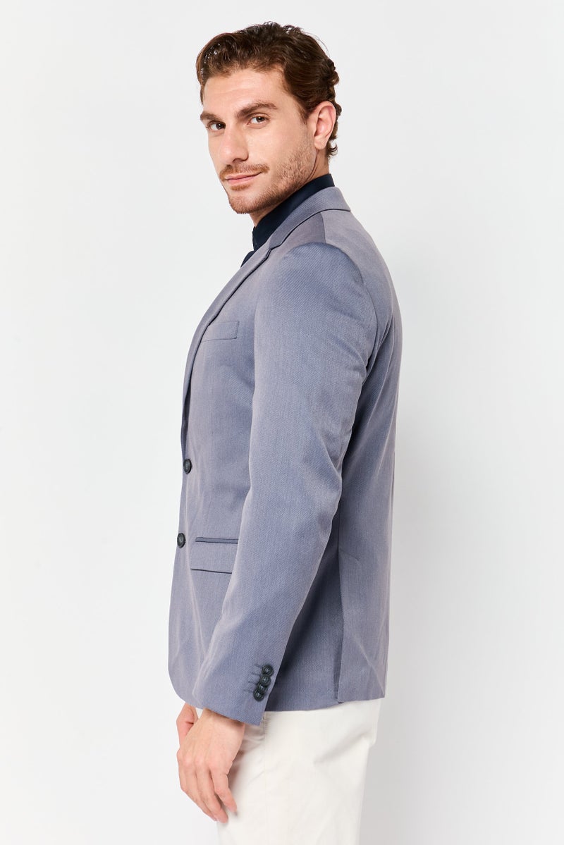 Celio Men Slim Fit Solid Suit Jackets Blazer, Grey - Image 3