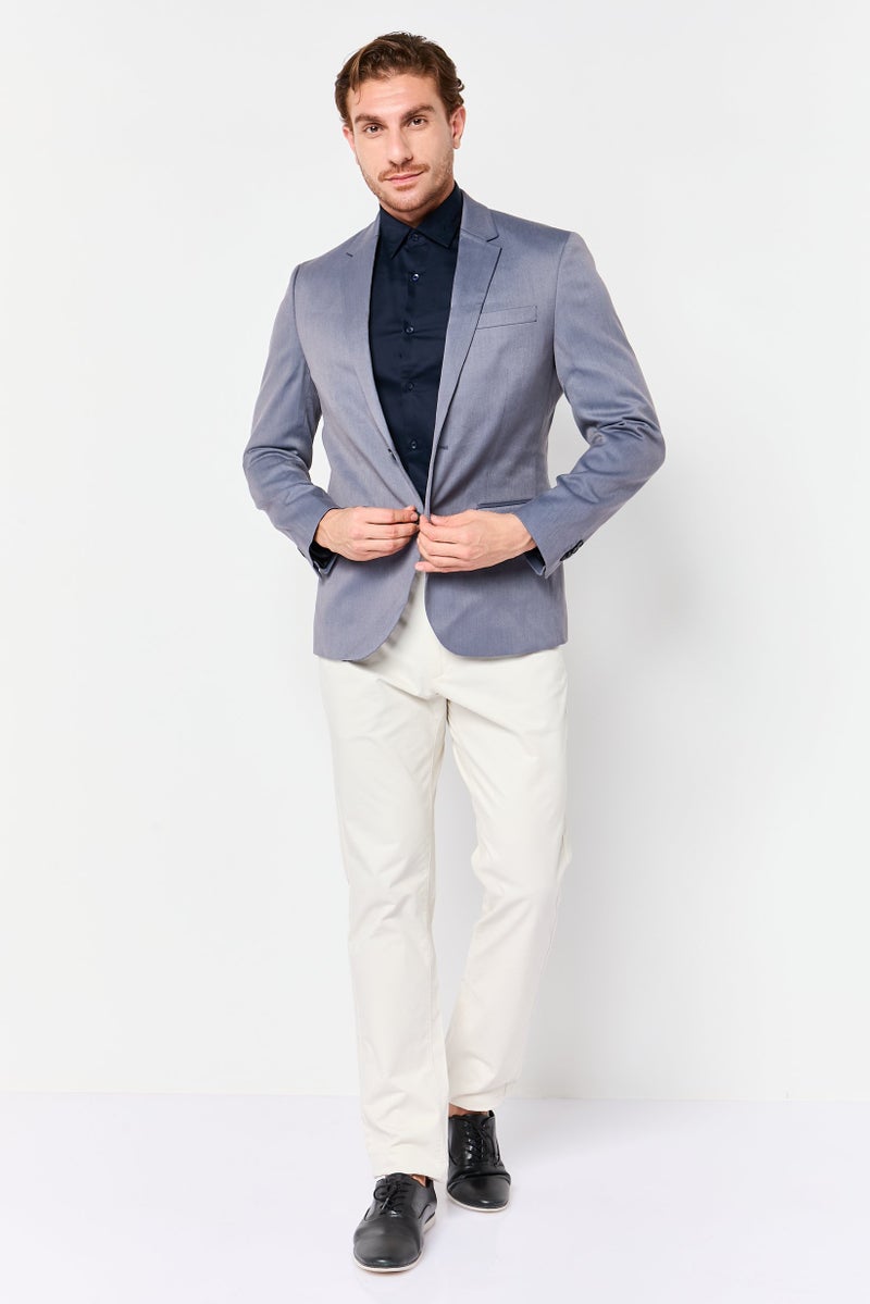 Celio Men Slim Fit Solid Suit Jackets Blazer, Grey - Image 2