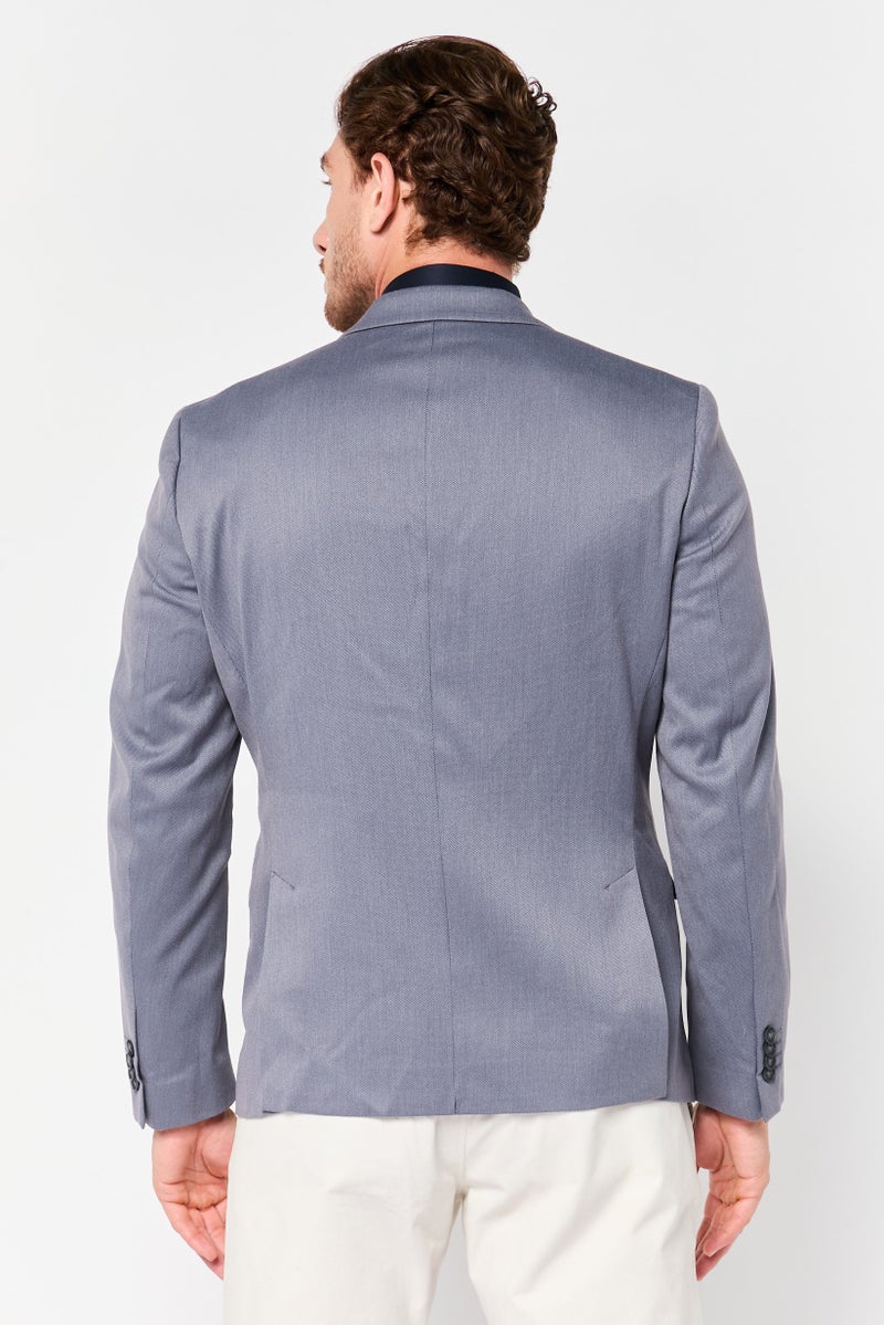 Celio Men Slim Fit Solid Suit Jackets Blazer, Grey - Image 4