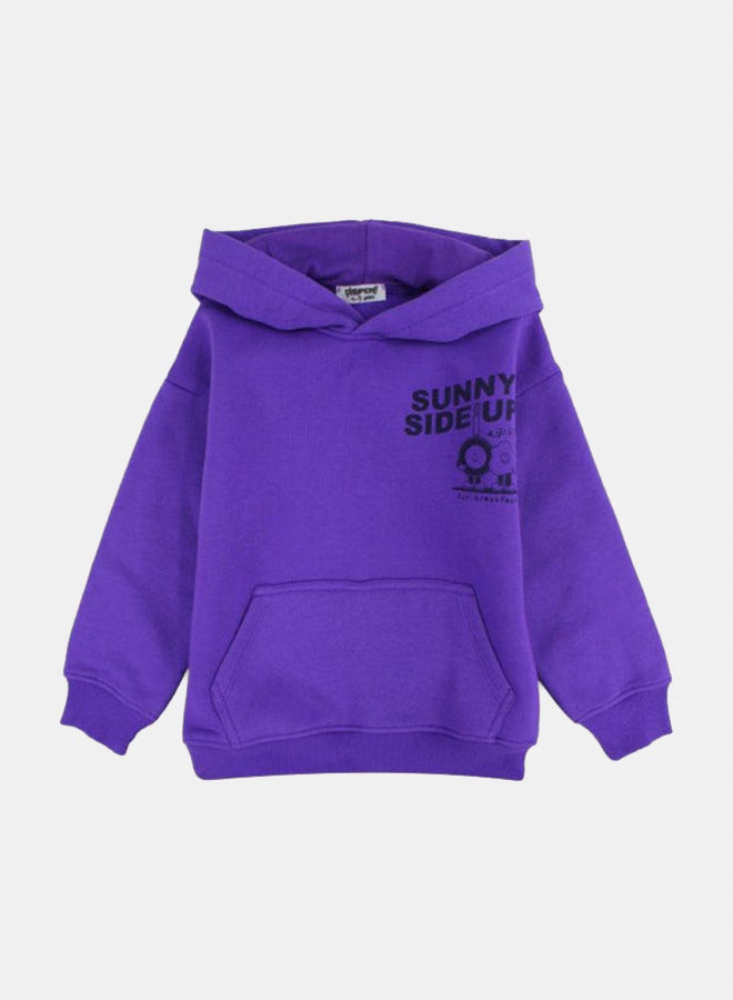 playmore Unisex Cotton Hoodie – Purple with "Sunny Side Up" Print - Image 3