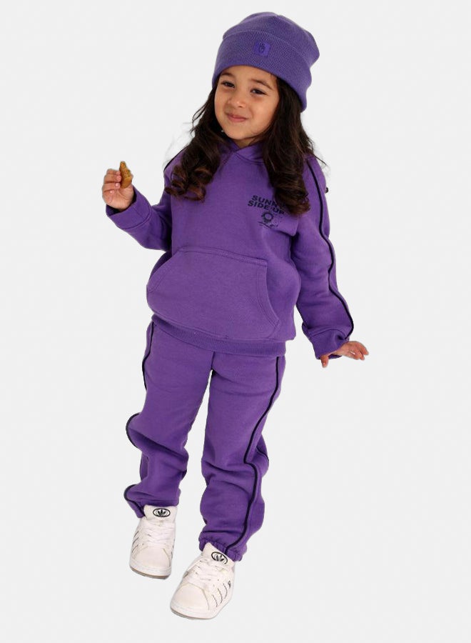 playmore Unisex Cotton Hoodie – Purple with "Sunny Side Up" Print - Image 2