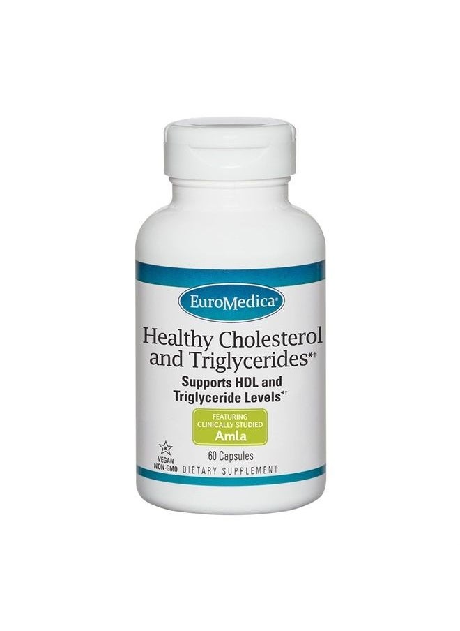 Euromedica - EuroMedica Healthy Cholesterol and Triglycerides - 60 Capsules - Clinically Studied Amla - Supports Healthy HDL & Triglyceride Levels - Non-GMO, Vegan, Kosher - 30 Servings - Image 1